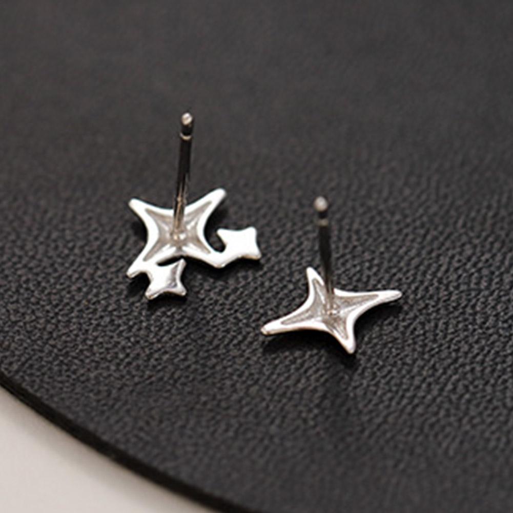 2PCS Silver Color Fashion Cross Star Zircon Stud Earrings for Women Elegant Y2K Girl Simple Earrings Cute Jewelry New Year Gifts
