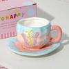 Creative Cute Flower Ceramic Coffee Mug Simple Couple Mug Exquisite Afternoon Tea Dessert Cup Office Mug Birthday Gift Art Decor