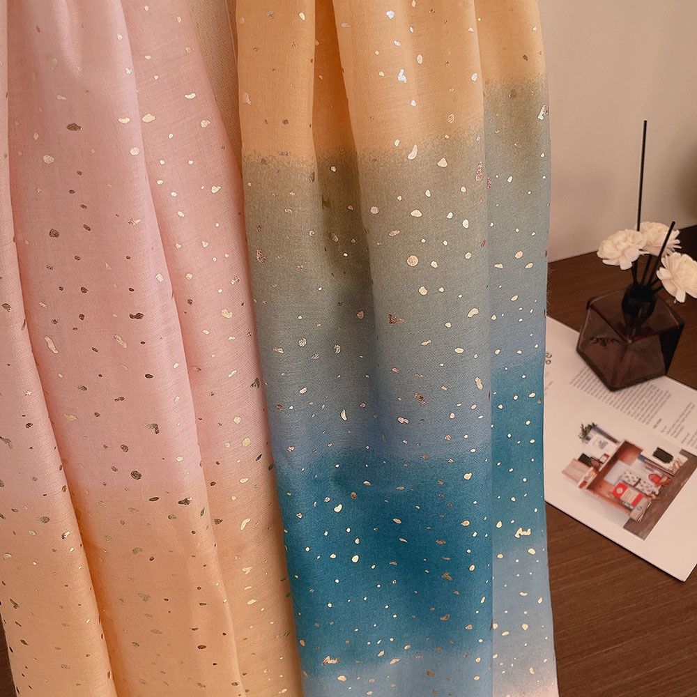 Gold Plated Star River Color Blocked Cotton and Hemp Scarf for Women Breathable and Fashionable Shawl Thin Edition