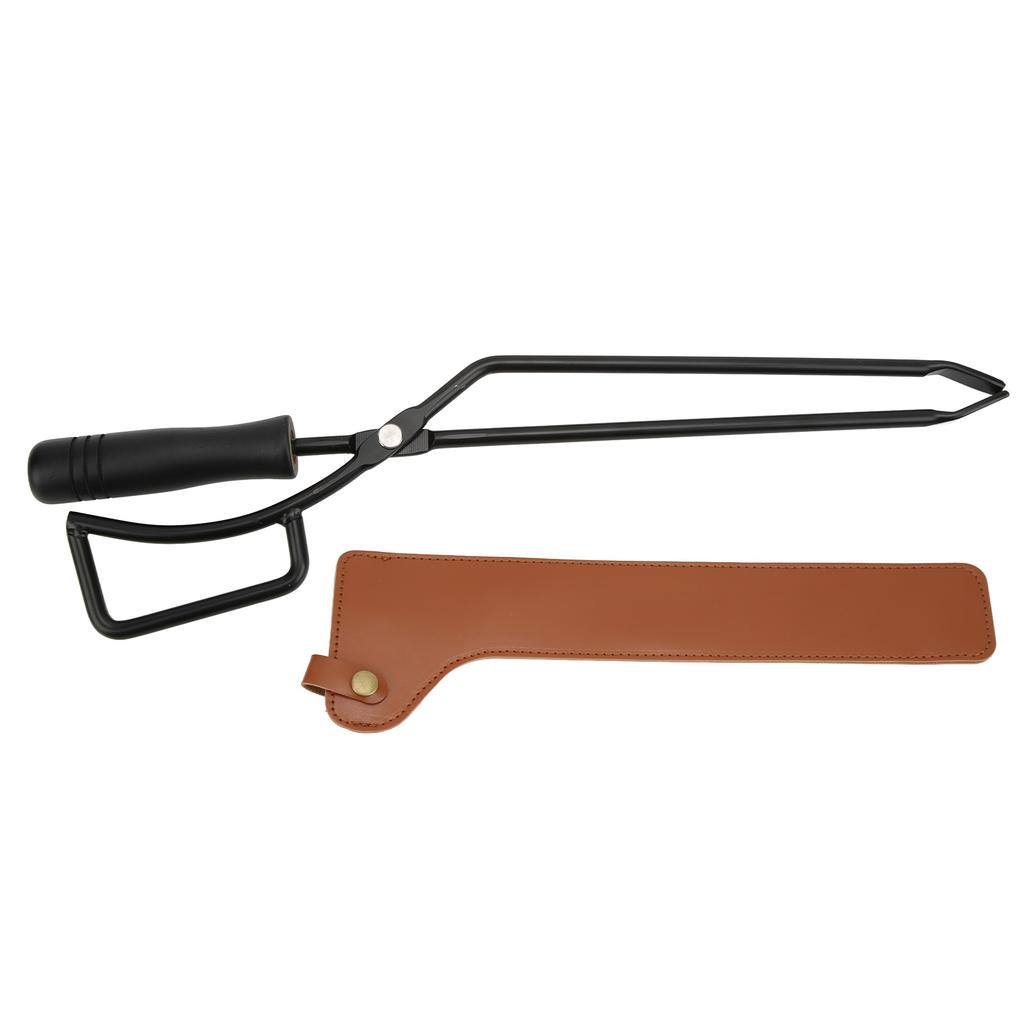 Fireplace Tongs Fire Pit Charcoal Clip Stainless Steel Grill Tongs with Protective SleeveCurry Color