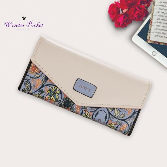 Portfel damski kształt koperty Vintage kwiat romb drukuj długi przenośny ze sztucznej skóry o dużej pojemności mocne szwy torebka damska dla dorosłych odzież erotyczna