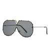 Luxury Brand Designer Oversized Pilot Sunglasses Women Men Fashion Metal Bead Temple Sun Glasses For Female Eyewear Uv400 Shades