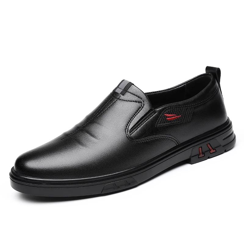 

Мужские туфли из коровьей кожи Натуральная кожа Ручная работа Деловые туфли Круглый носок Повседневные лоферы Удобная мужская обувь 44 чёрный