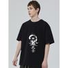 Black T-Shirt Samurai Warrior with Sword and Moon Print for Casual Wear