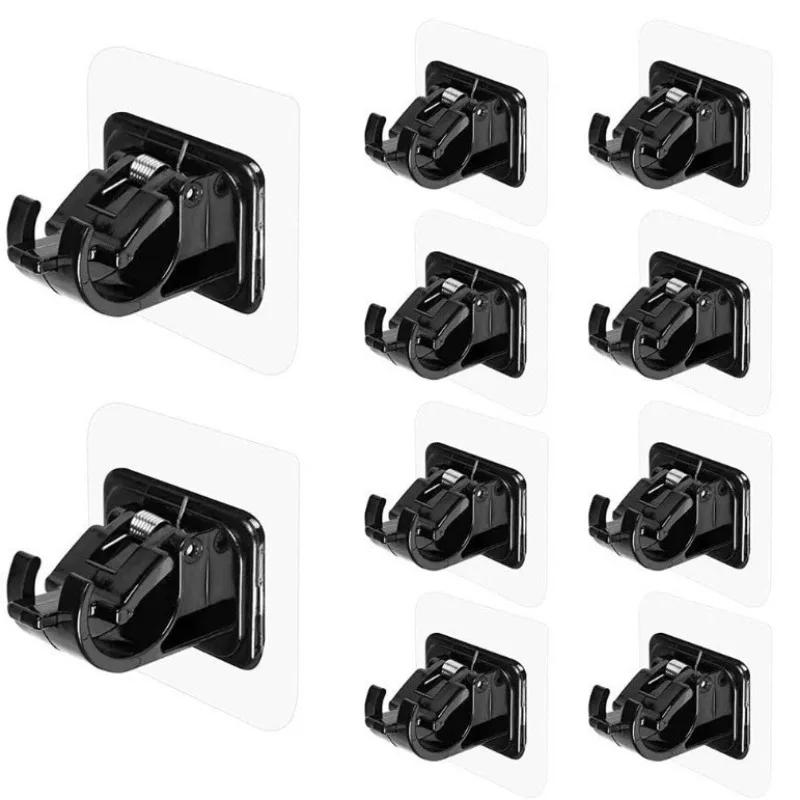 10pcs No-Drill Adhesive Curtain Rod Holders - Self-Adhesive Wall Mount Brackets for Home and Hotel, Universal  Non-Electric Use
