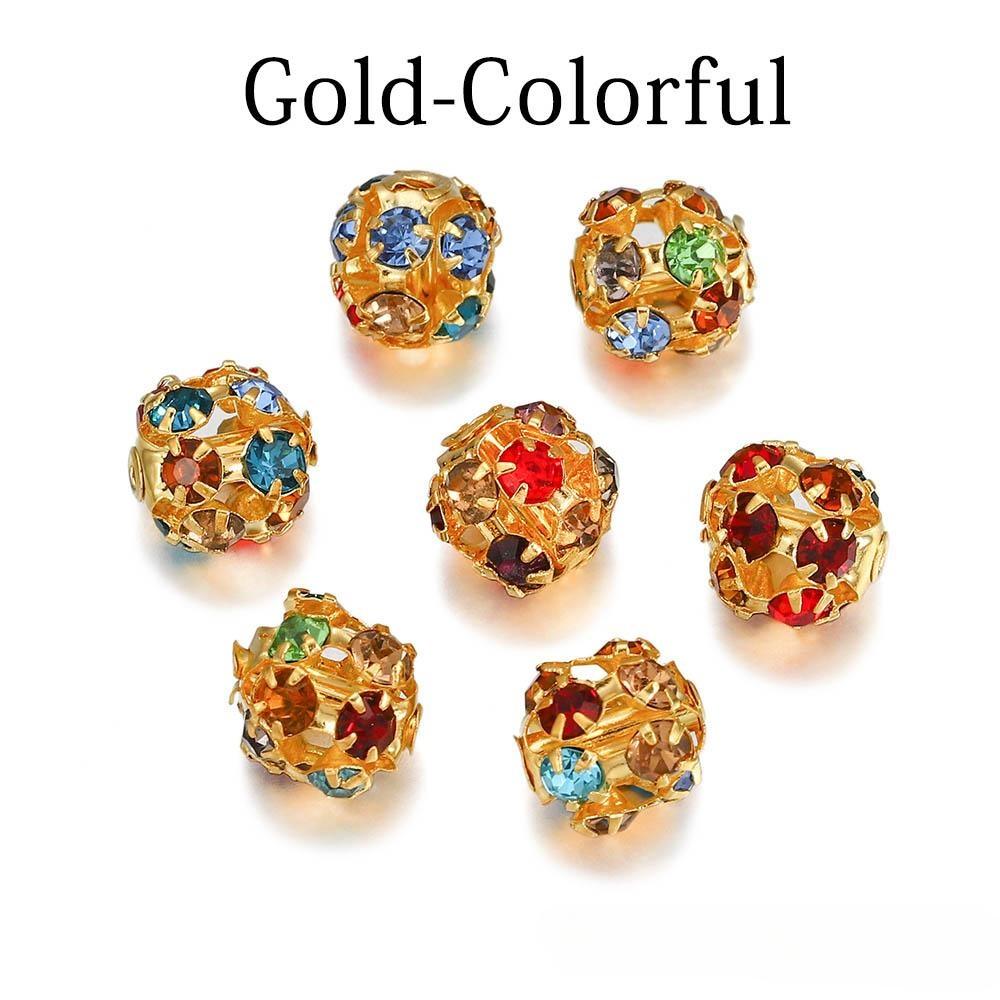 30 teile/los Kupfer Überzogene Glas Strass Ball Perle imitieren Kristall Runde Spacer Lose Perlen Für Armband Schmuck Machen Liefert