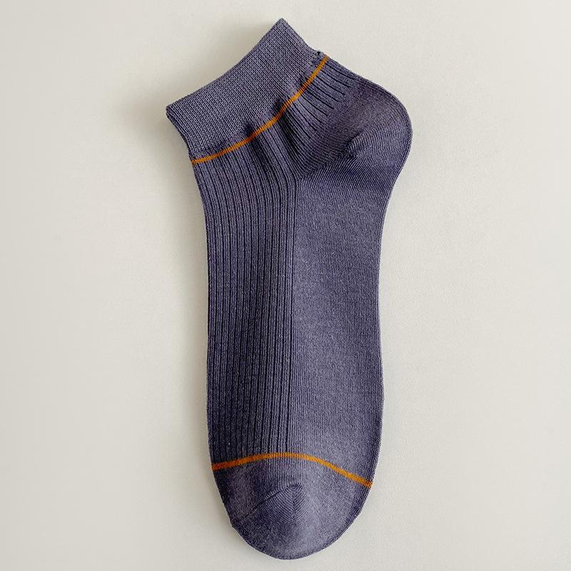 5 Pairs of Men's Spring and Summer Thin Solid Color Leisure Sweat Absorption Breathable Sports Short Tube Socks