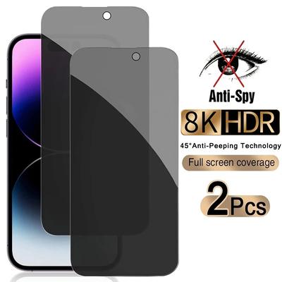 2PCS Privacy Screen Protector For iPhone 14 PRO MAX Anti-Spy Glass Film For iPhone 13 12 11 XS Max XR 7 8 Plus SE Tempered Glass