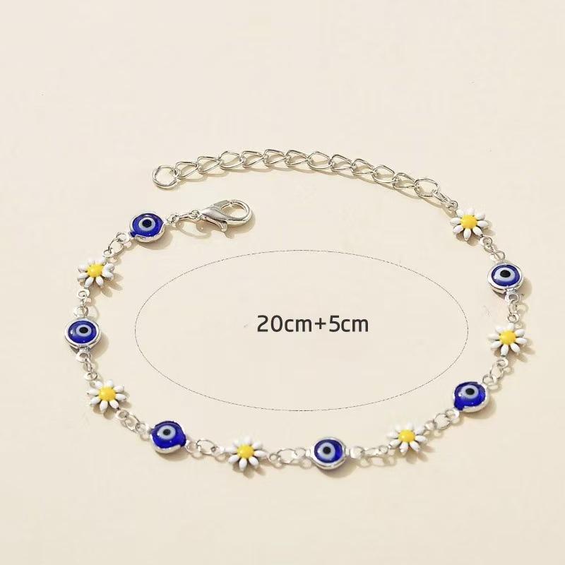 Daisy Eye Drip Oil Flower Bracelet Anklet - European & American Fashion Jewelry for Women