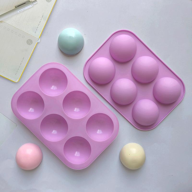 Half Sphere Silicone Chocolate Mold 6 Hole Non-Stick Food Grade Mould for Hot Cocoa Bomb Home Baking Dessert DIY