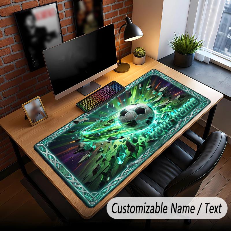 Soccer Theme Custom Mouse Pad Personalized With Name Text Customized Desk Mat For Office Home Decor