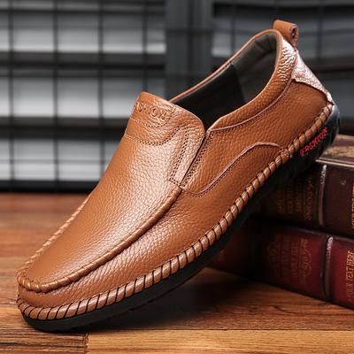 Neue Herren-Lederschuhe aus Rindsleder der ersten Schicht bedecken Füße und Pedal Single Shoes Herren Weichsohle Rutschfest Herrenschuhe