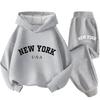 Children's hoodie andtrousersset featuring "New York USA" lettering;Autumn/Winter collection sportswear set for boys and girls.