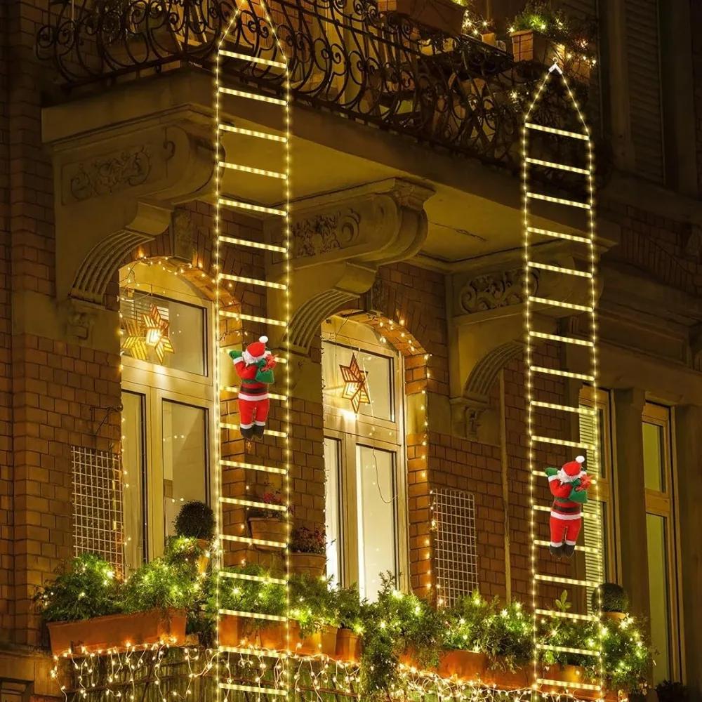 Christmas Decoration Santa Claus Climbing Ladder Room Decoration Home Outdoor Garden Cristmas Tree Ornement Gift LED