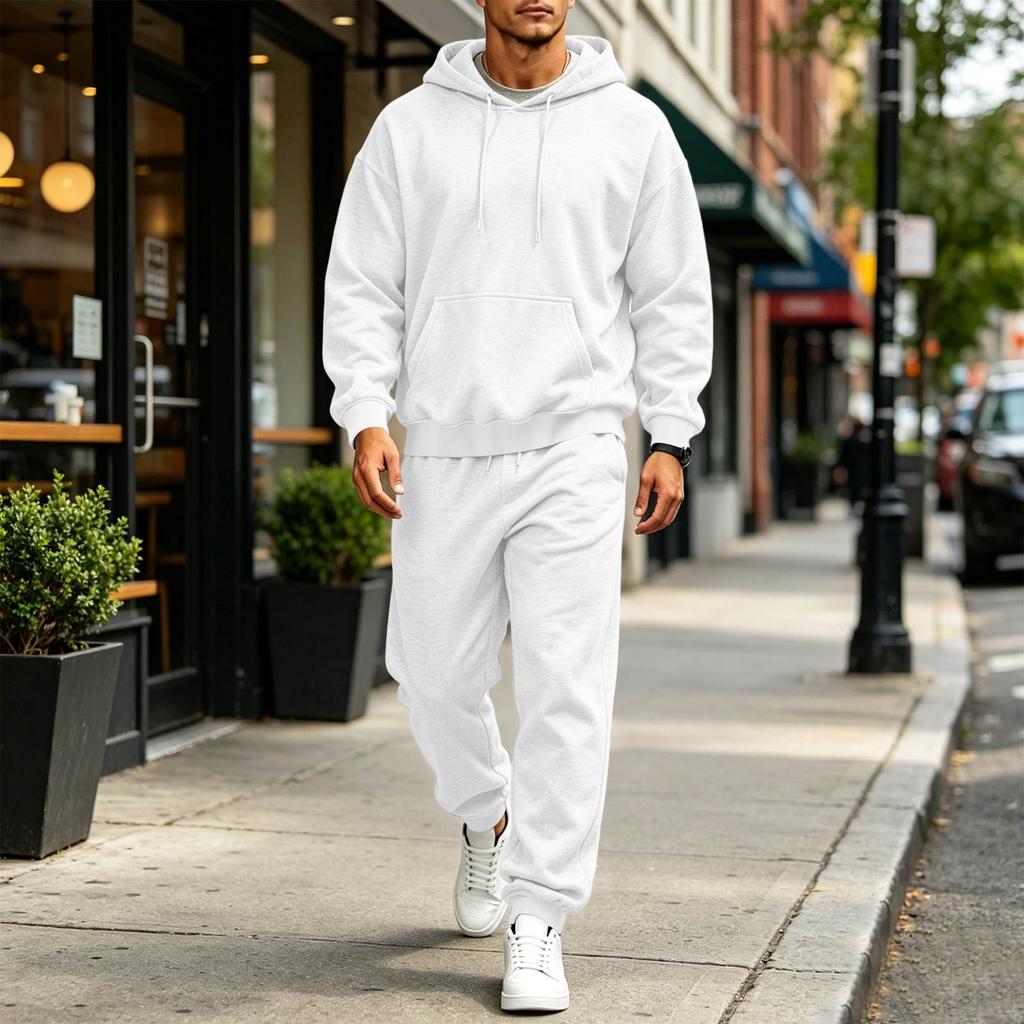 Men's Color Sweatsuit Trendy Casual Athletic Set for Spring and Fall