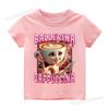 Italian Brainrot Cute Meme T-shirt for Girls Clothes Ballerina Cappuccino Print Tee Tops Pink Summer Cotton Outfits Streetwear
