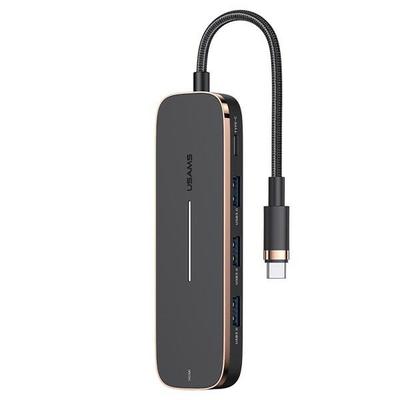 Adapter HUB 3xUSB + USB-C + HDMI USAMS Czarny