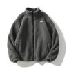 Hip Hop Inverno Pile Soffice Giacca Streetwear Harajuku Cappotto con Cerniera Uomo Autunno Tinta Unita Giubbotti Leggeri Nero