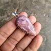 Natural Rhodonite Pear Pendant, 925 Sterling Silver Boho Jewelry
