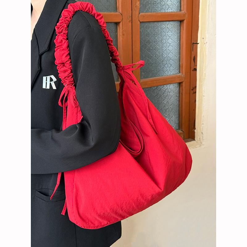 Folded Drawstring Cloud-shaped Bag - Large Capacity, Laid-back Style, Single Shoulder Crossbody Bag, Commuting Bag