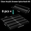 Acrylic Spice Drawer Organizer 4 Tier 8 Pack Seasoning Organizer for Drawer Expandable From 13" to 26" Kitchen Drawer Spice Rac