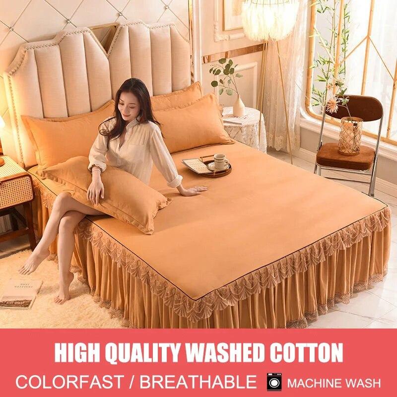 Cool Bed Skirt Lace Bedspread Princess Style Bedding Sets with Pillowcases Beautiful Bed Spreads Queen King Size Beddings