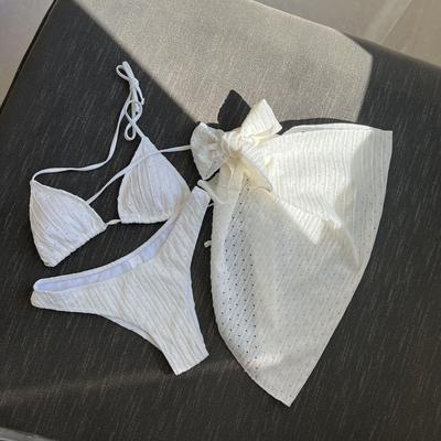 2025 European & American Backless Three-Piece Tie-Up Bikini Set