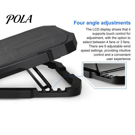 Cooling Pad Laptop with USB Ports 6 Wind Speeds Metal Mesh Fast Heat Dissipation Universal Adjustable Height Notebook Stand Central Fan Cooler