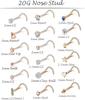 20G 38Pcs Stainless Steel Screw Shaped Nose Studs Nose Rings CZ Hoop Tragus Cartilage Nose Ring Labret Nose Piercing Jewelry