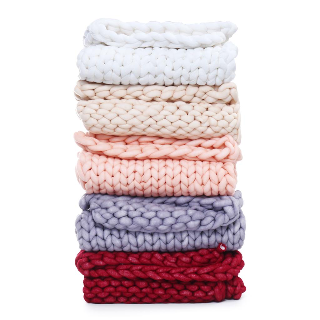 Chunky Handmade Knitted Blanket Cotton Soft Throw Blankets Washable