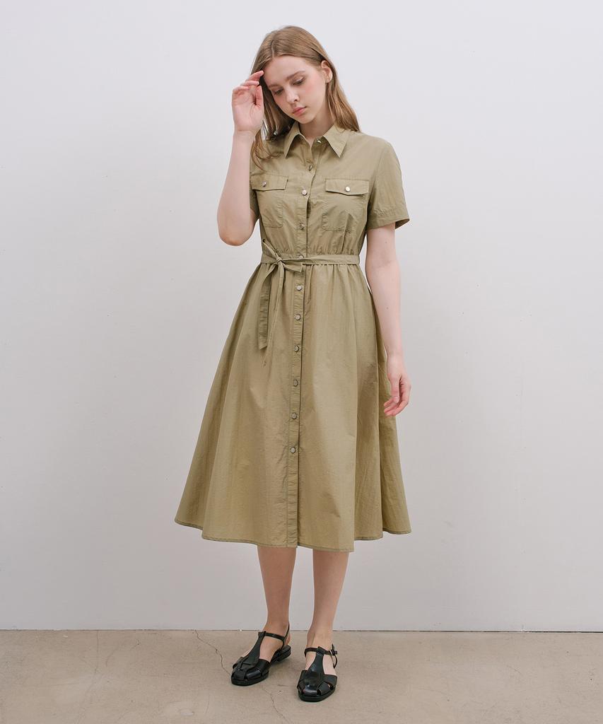 Mind Bridge Woman [W] Belted Shirt Long Dress - 2 Colors