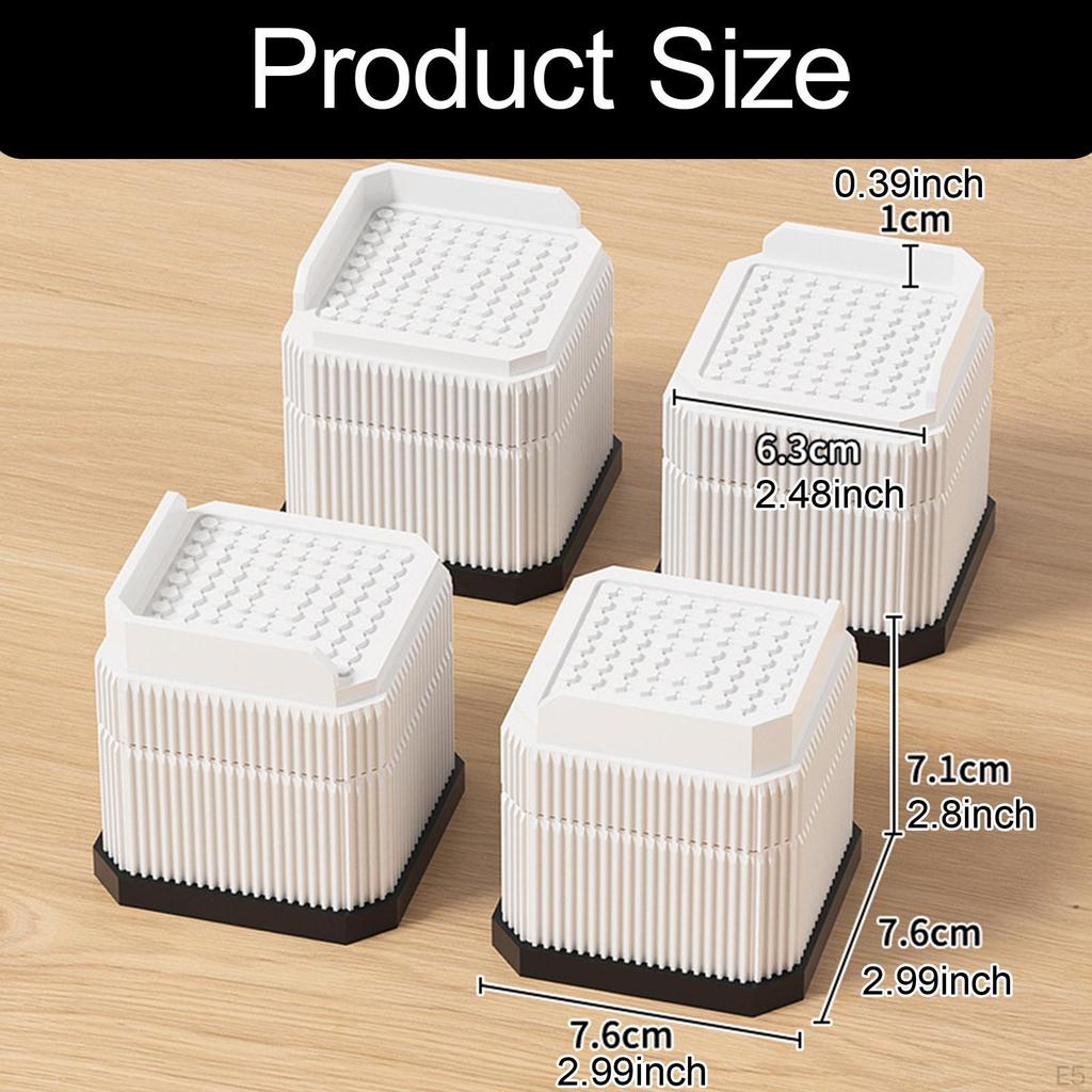 4 Stück Bettstuhl Beinerhöhung Mehrzweck Stoßdämpfung Erhöhungen Verlängerungen für Unterlegscheiben