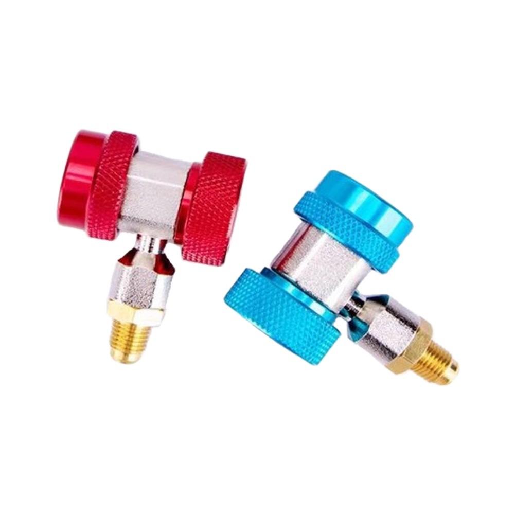 For AC Maintenance Brass Connector Set High Low Side Tool Adjustable Quick Coupler Hvac Red blue Solid Brass BodyGood product
