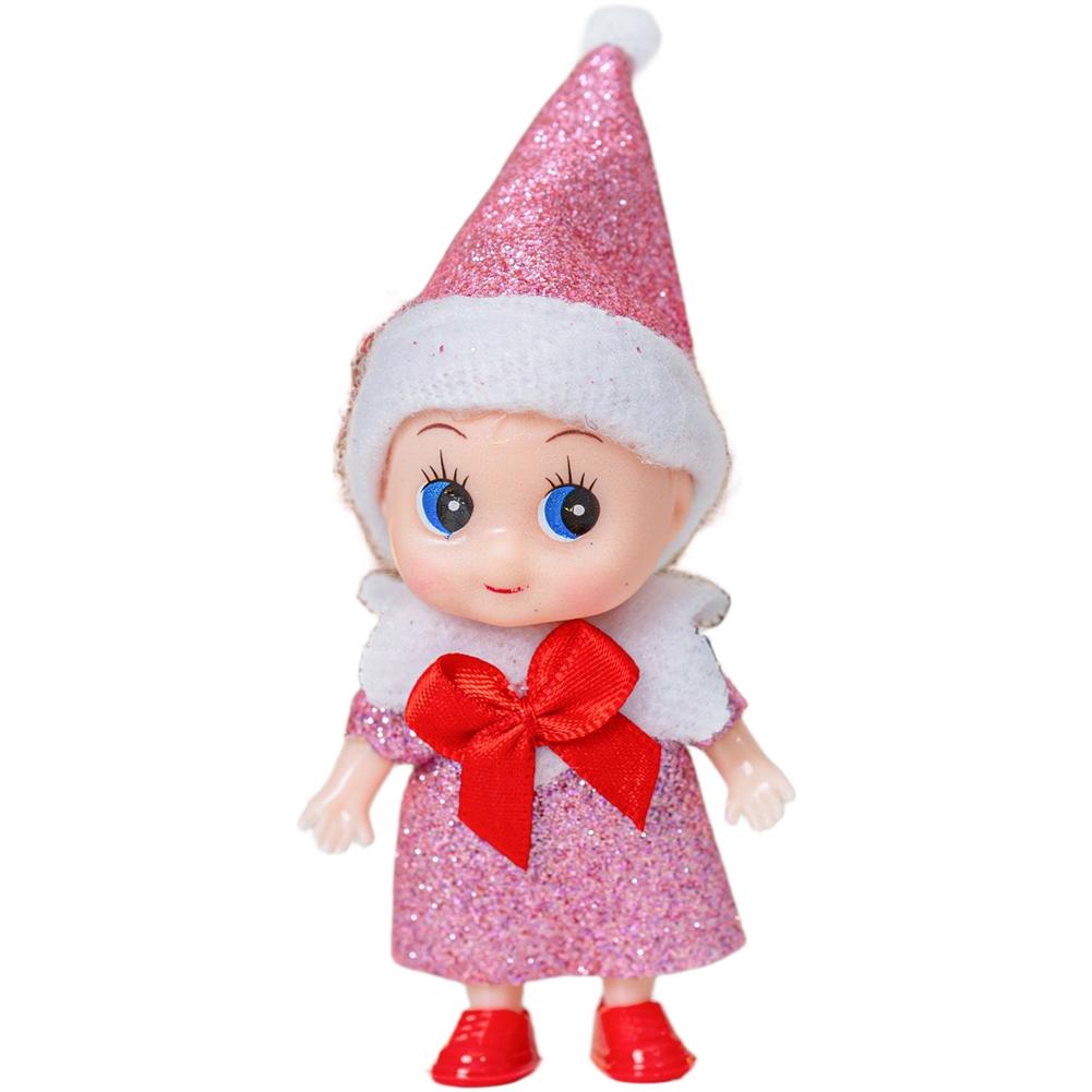 Colorful Vinyl Doll Christmas Ornament 4 Inch Baby Doll with Movable Limbs for Bookshelf and Holiday Decoration