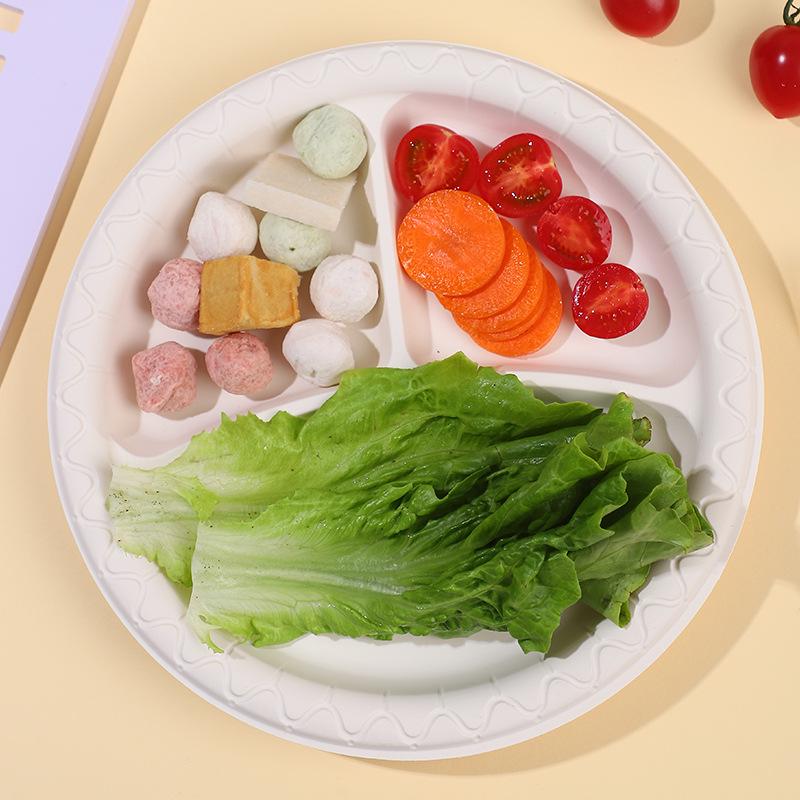 Biodegradable Thickened Starch Plastic Round Plates for Fruits, Cakes, and Desserts.