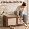 Rattan Shoe Bench With Padded Cushion And 2 Cabinets For Hidden Storage Brown
