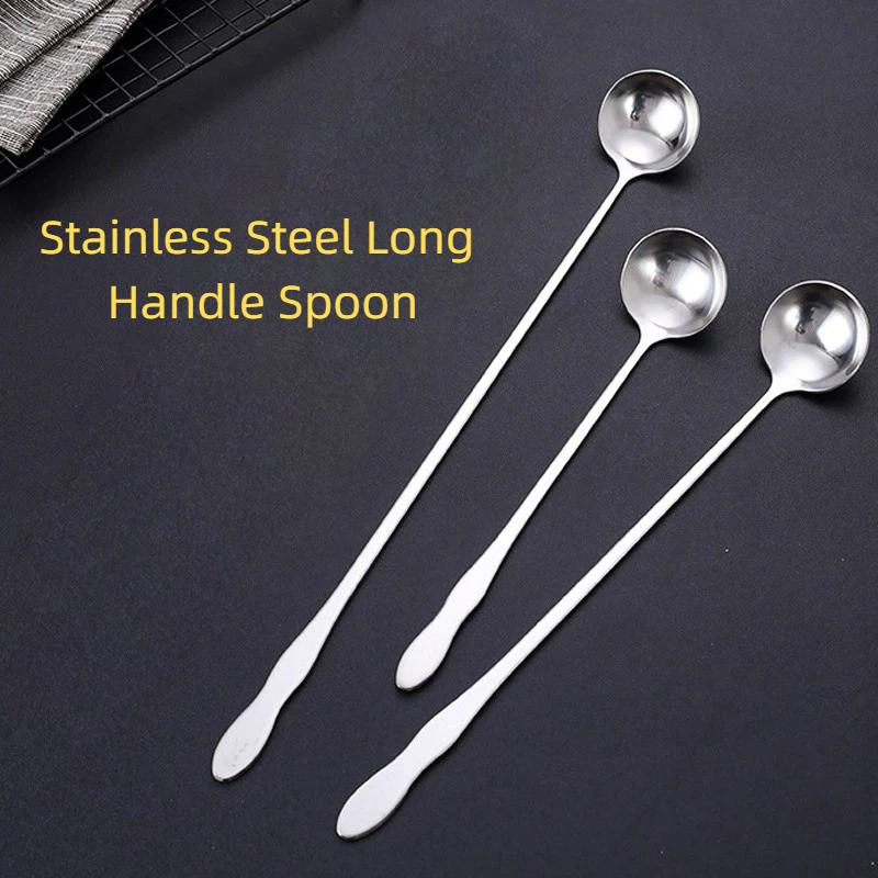 Stainless Steel Long Handle Stir Spoon Designed For Effortless Mixing In Cocktails And Teas
