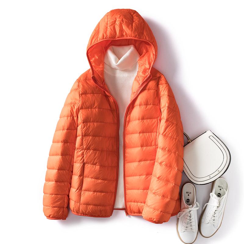 2026 Autumn/Winter Women's Plus Size Korean Slim Fit Lightweight Down Hooded Jacket