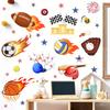 Self-adhesive Wall Stickers Creative Flames and Sports Balls for Kids Room Bedroom Living Room Study Bathroom Decor