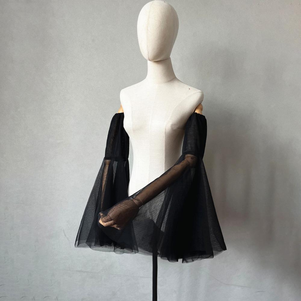 

Long Sleeve Long Tulle Sleeves Sunscreen Tulle Material Sheer Bridal Gloves Thin Breathable Long Sleeve Cover Gothic Events чёрный