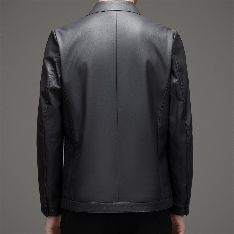 Genuine Leather Jacket for Men, Sheepskin, Middle-aged Men, Spring and Autumn Lapel Leather Jacket, Casual Jacket for Men