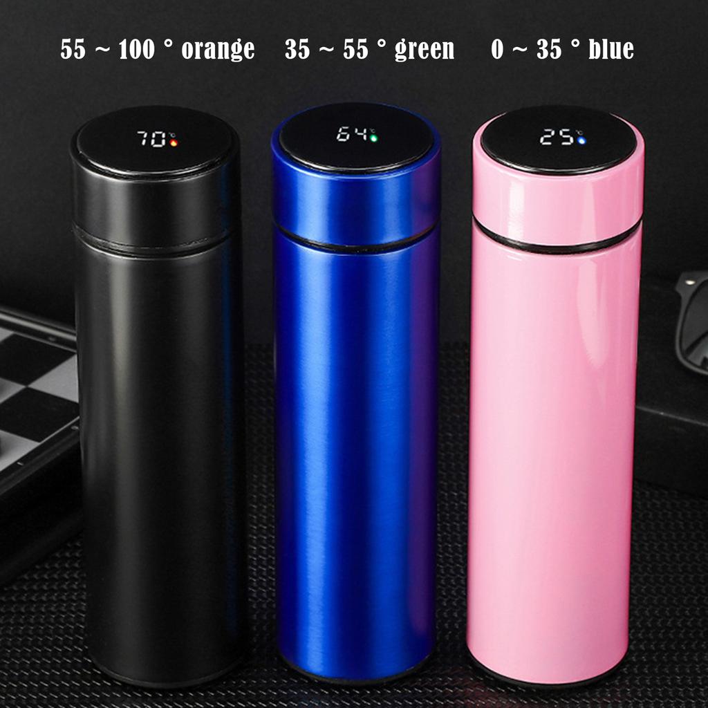 500ml Smarte Vakuumisolierte Edelstahl-Wasserflasche LED-Temperaturanzeige Auslaufsicher Tragbar für Zuhause, Reisen, Sport