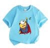 Kids Boys Girls 100% Cotton Crew Neck Short Sleeve T-Shirt, Funny Cute Flying Super Hero Minion Print Casual Comfortable Tee for Children Daily Outdoo