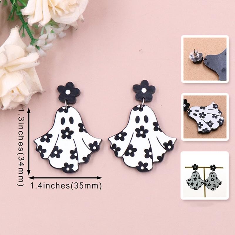 Simple Flower Spirit Pendant Earring Fshion Dangle Earrings Halloween Cartoon Acrylic Drop Earrings Party Jewelry