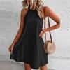 Summer Women Casual Sleeveless Mini Dress Loose O Neck Tank Beach Party Holiday Fashion Dress