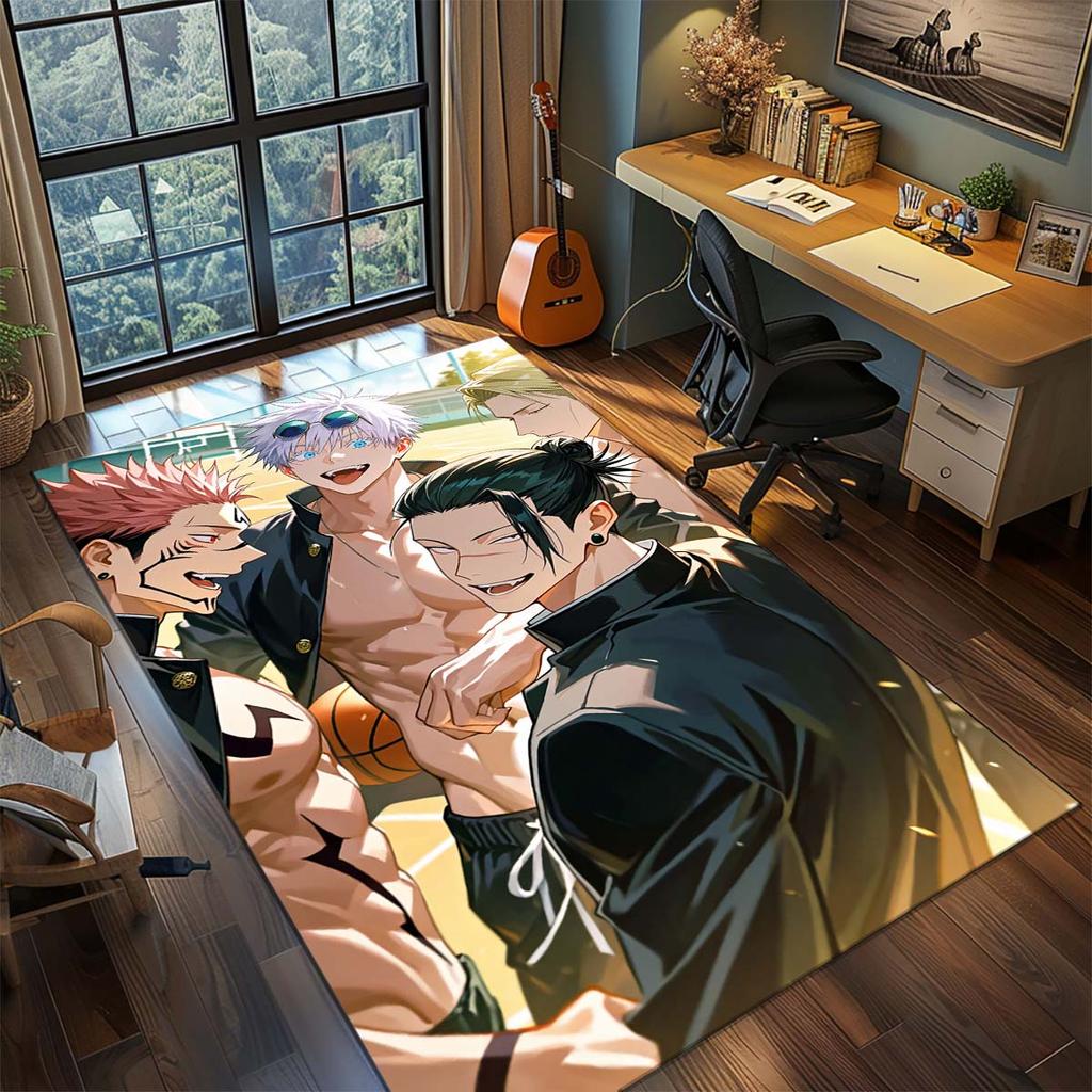 Jujutsu Kaisen Anime Rug Carpet Large Area Rug Non Slip Washable Floor Mat Gamer Room Bedroom Home Decor -QJY