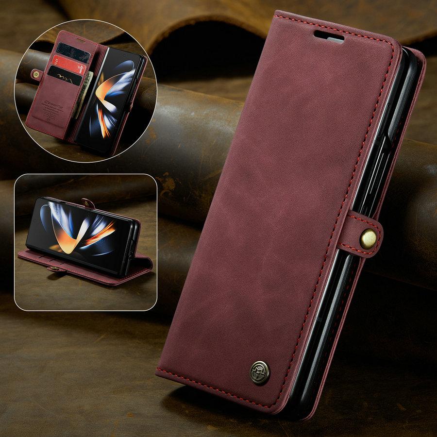 CaseMe Luxury Crazy Horse Design Kickstand Flip Leather Wallet Cover for Samsung for Galaxy Z Fold 4 Business Style Mobile Phone