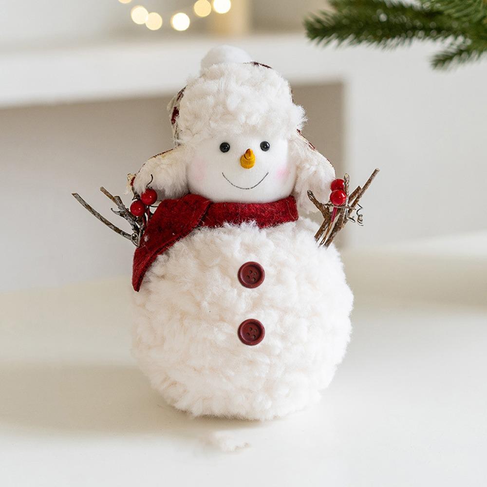Round Hat Christmas Snowman Ornaments Knitted Snowman Statue Cute Xmas Decoration  Festivals