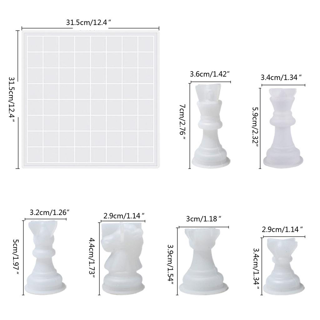 Schachfiguren-Silikonform, 3D-Internationales Schach, Kunstharzform, DIY-Epoxidharz, Bastelform, Schokoladenkerzen-Backwerkzeuge