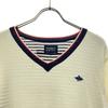 Pearly Gates Made In Japan Border Golf Long Sleeve V-neck Cotton Knit Sweater Men's Used